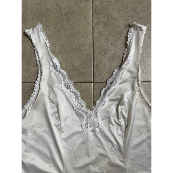 Vintage Cream Lace Nylon Midi Slip Dress Nightgown Jenelle Of California - Picture 6 of 9